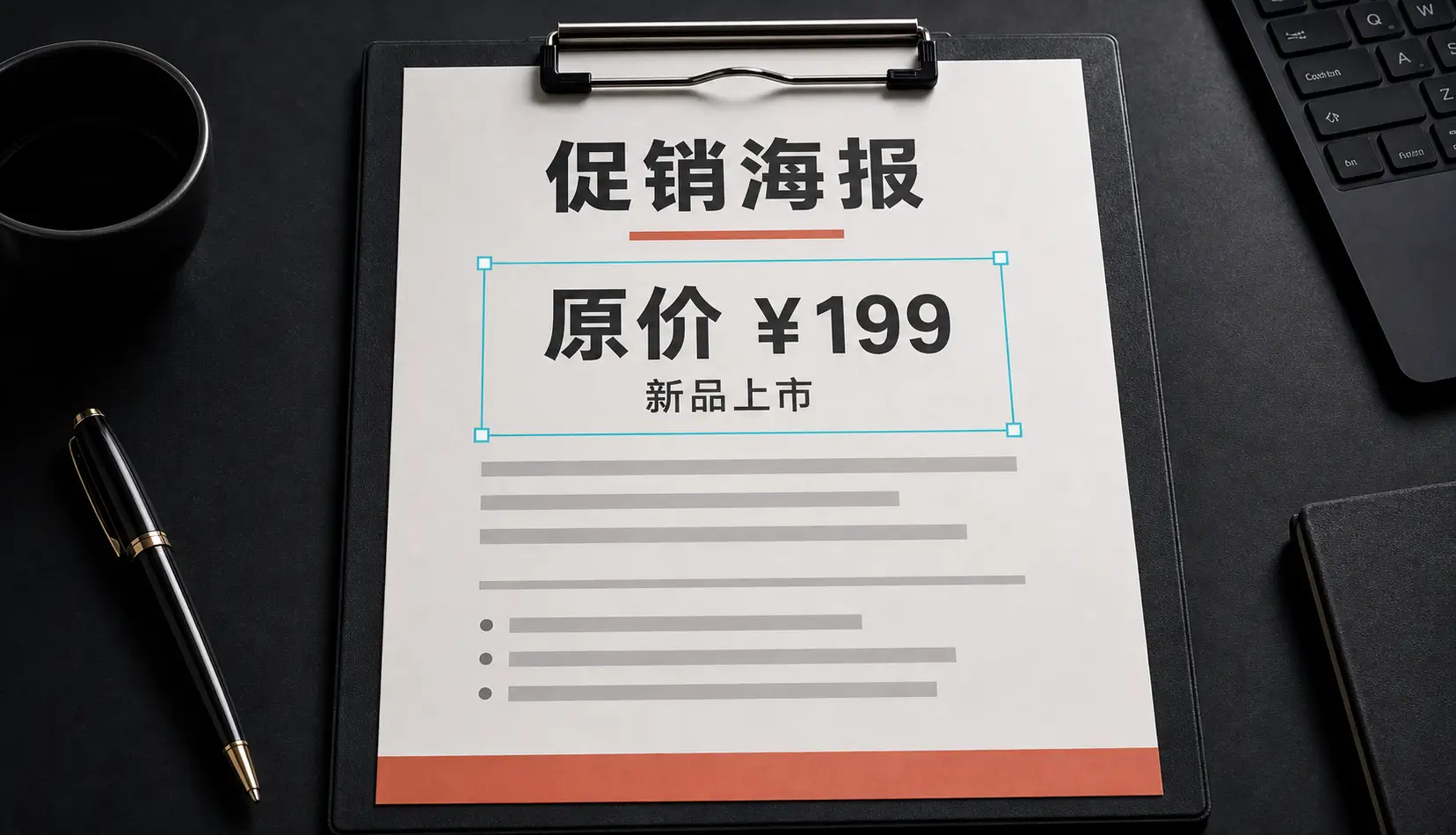 Before: The price block on this poster was cleared and rewritten in place — the same AI can also leave the area blank.